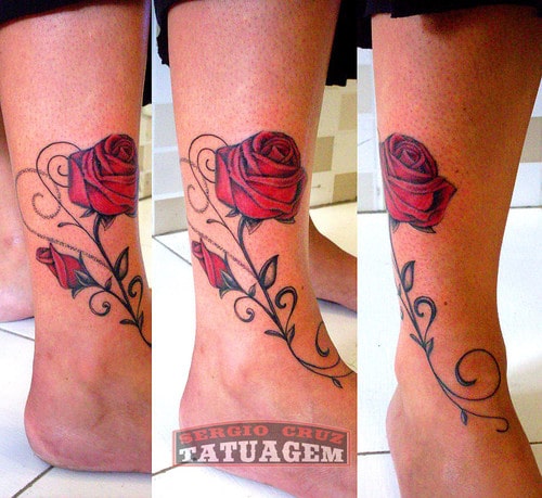 tatuagem rosa nas pernas tatuagem rosa nas pernas