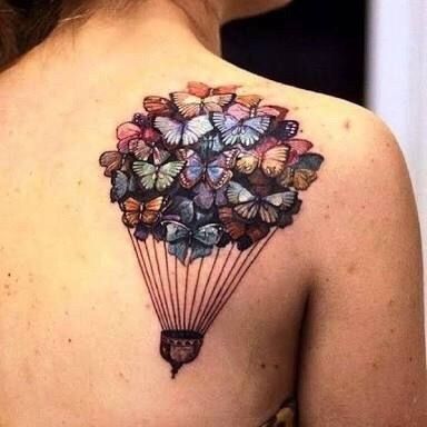 tatuagens costas colorida borboletas